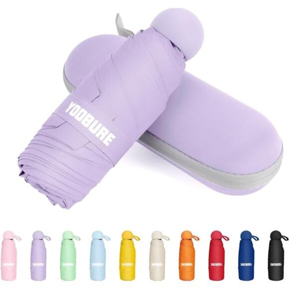 Mini Travel Umbrella Compact Lightweight UV Protection Folding Small Rain Umbrel - Picture 1 of 7